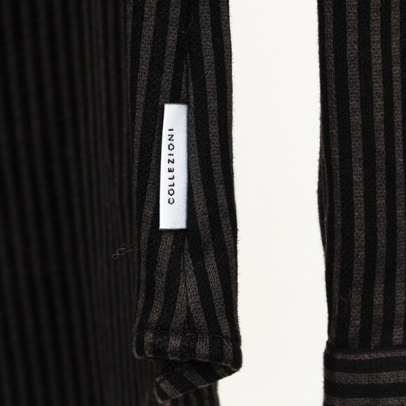 Armani Collezioni Grey and Black Striped Jersey Button-Up Shirt - Picture 8 of 10